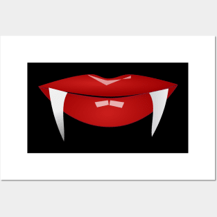 Vampire Lips with Fangs Posters and Art